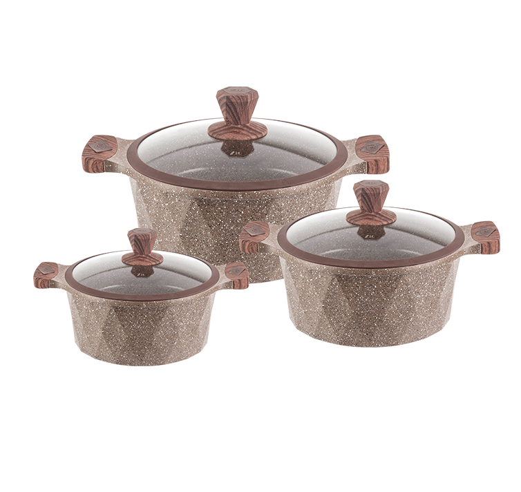 سرویس قابلمه گرانیتی 6 پارچه زیو مدل Z-8170-32 طرح دایموند